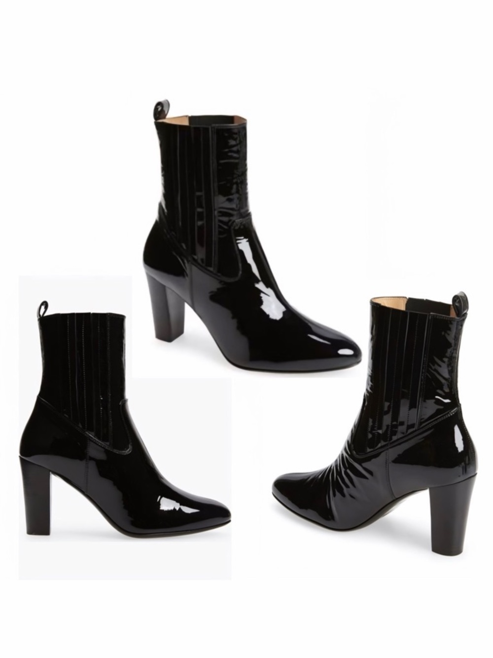 FRAME Le Romy Black Patent Leather Ankle Boots